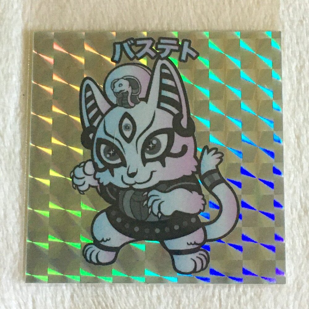 4/$25 Retro White Egyptian Kitty Holo Seal Sticker